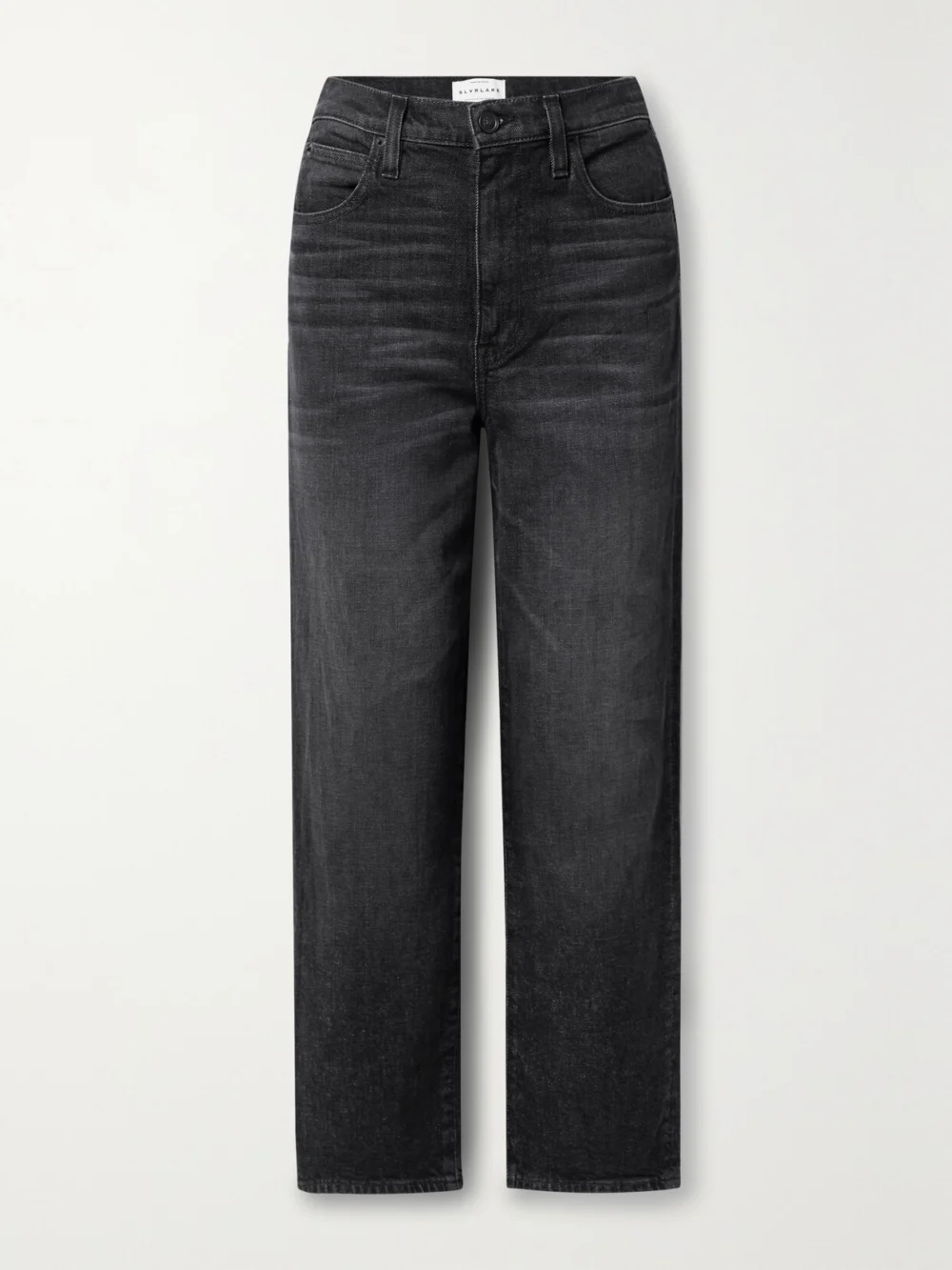Slvrlake London Crop Organic High-rise Straight-leg Jeans in black