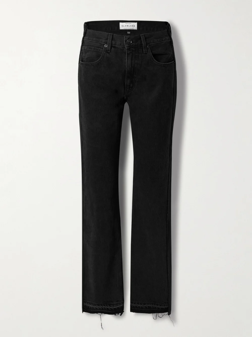 Slvrlake Re-worked Panelled London Frayed Paneled Organic High-rise Straight-leg Jeans in black