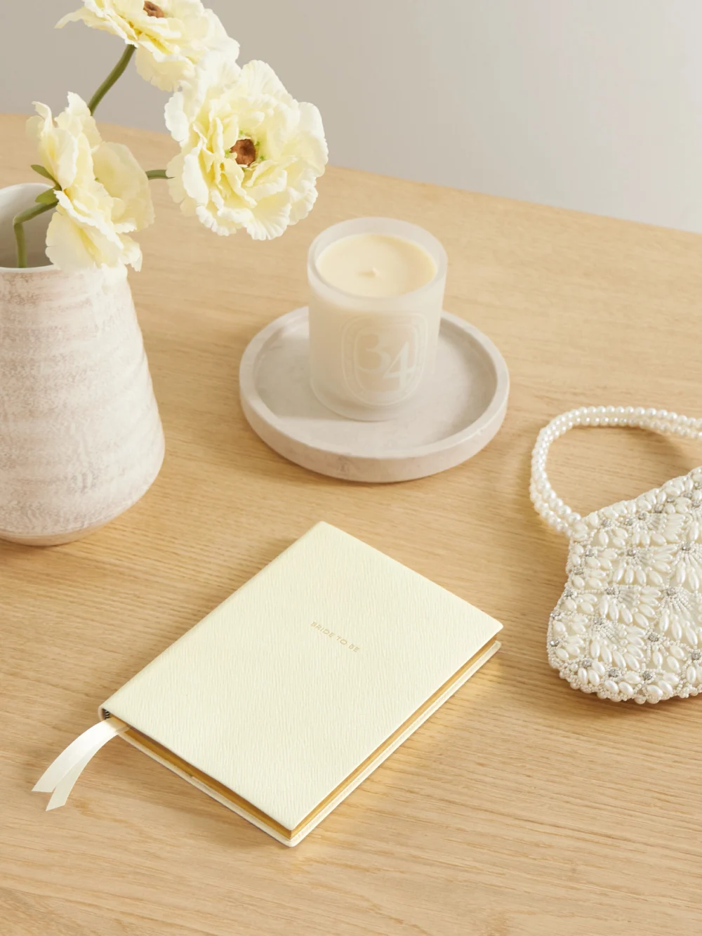 Smythson Bride to Be Soho Textured-leather Notebook, styled view