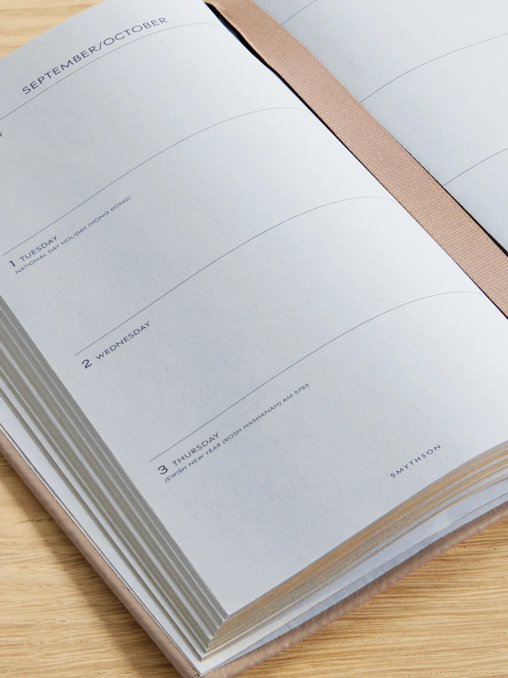 Close-up detail of the Smythson Chelsea Panama Textured-leather Diary