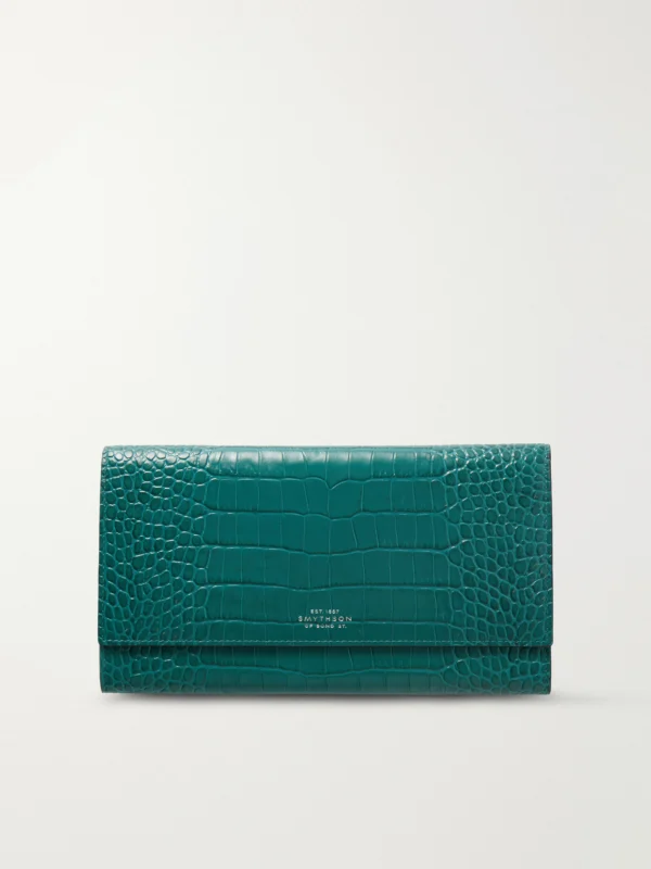 Smythson Marshall Croc-effect Leather Travel Wallet