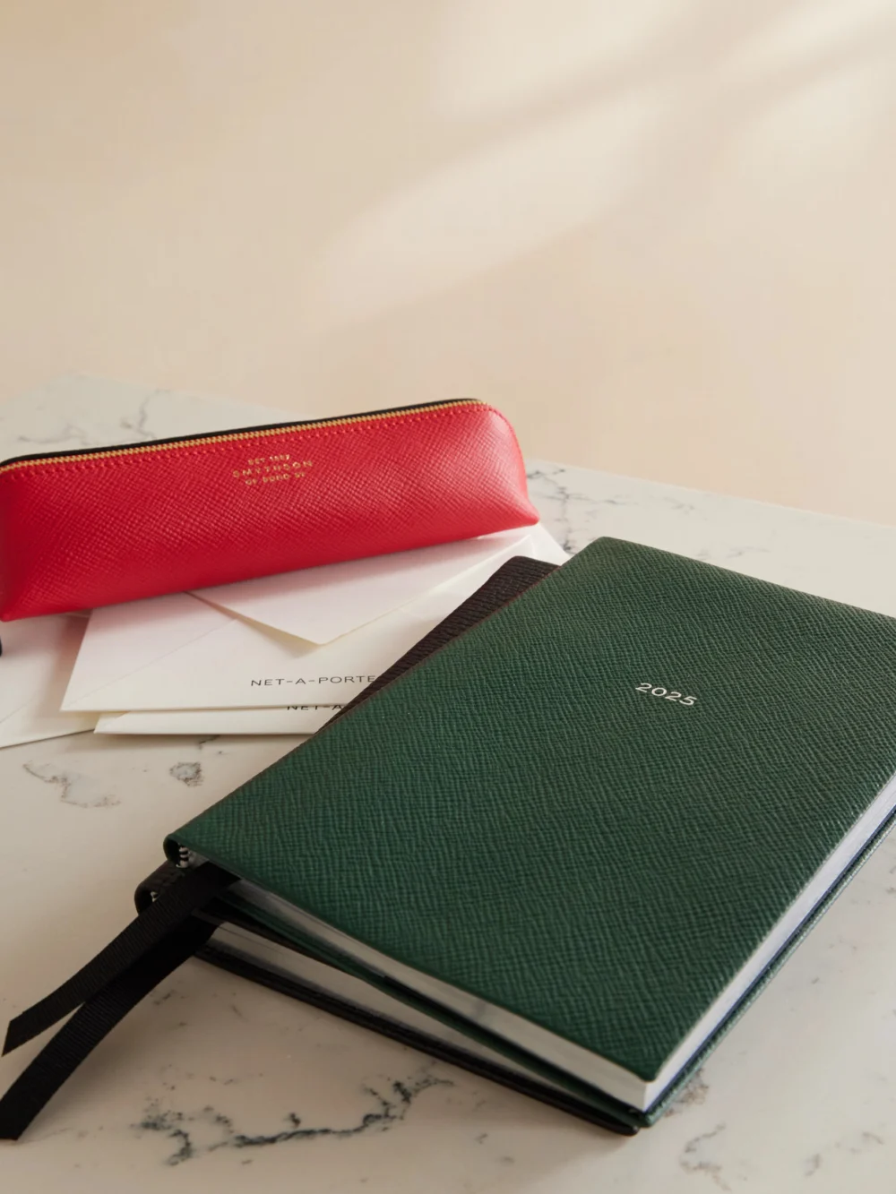 Smythson Soho Panama 2025 Textured-leather Weekly Diary, styled view