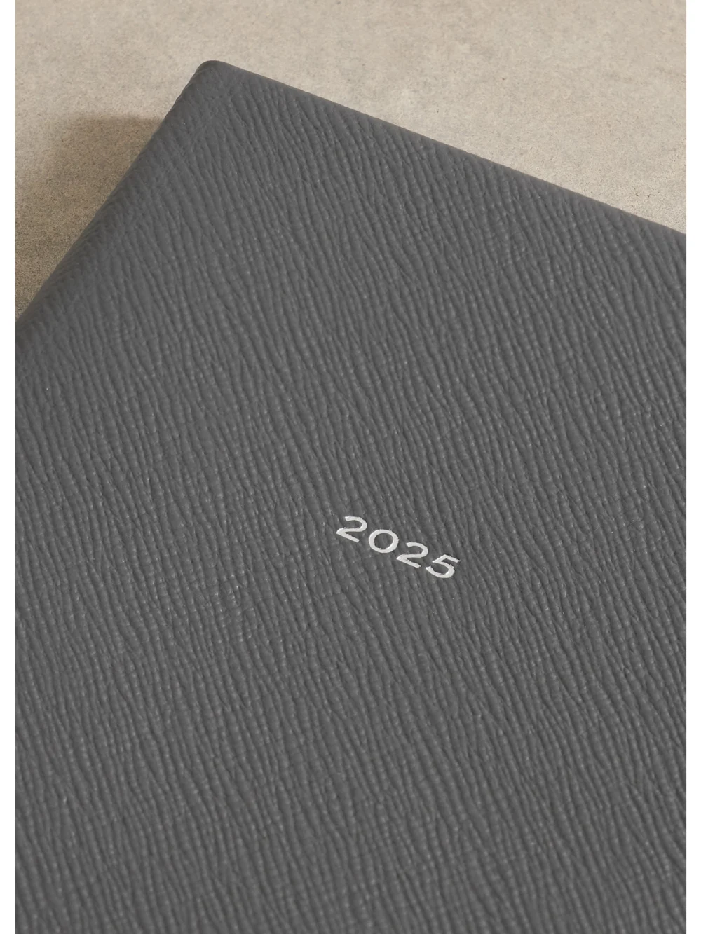 Close-up detail of the Smythson Soho Panama 2025 Textured-leather Weekly Diary