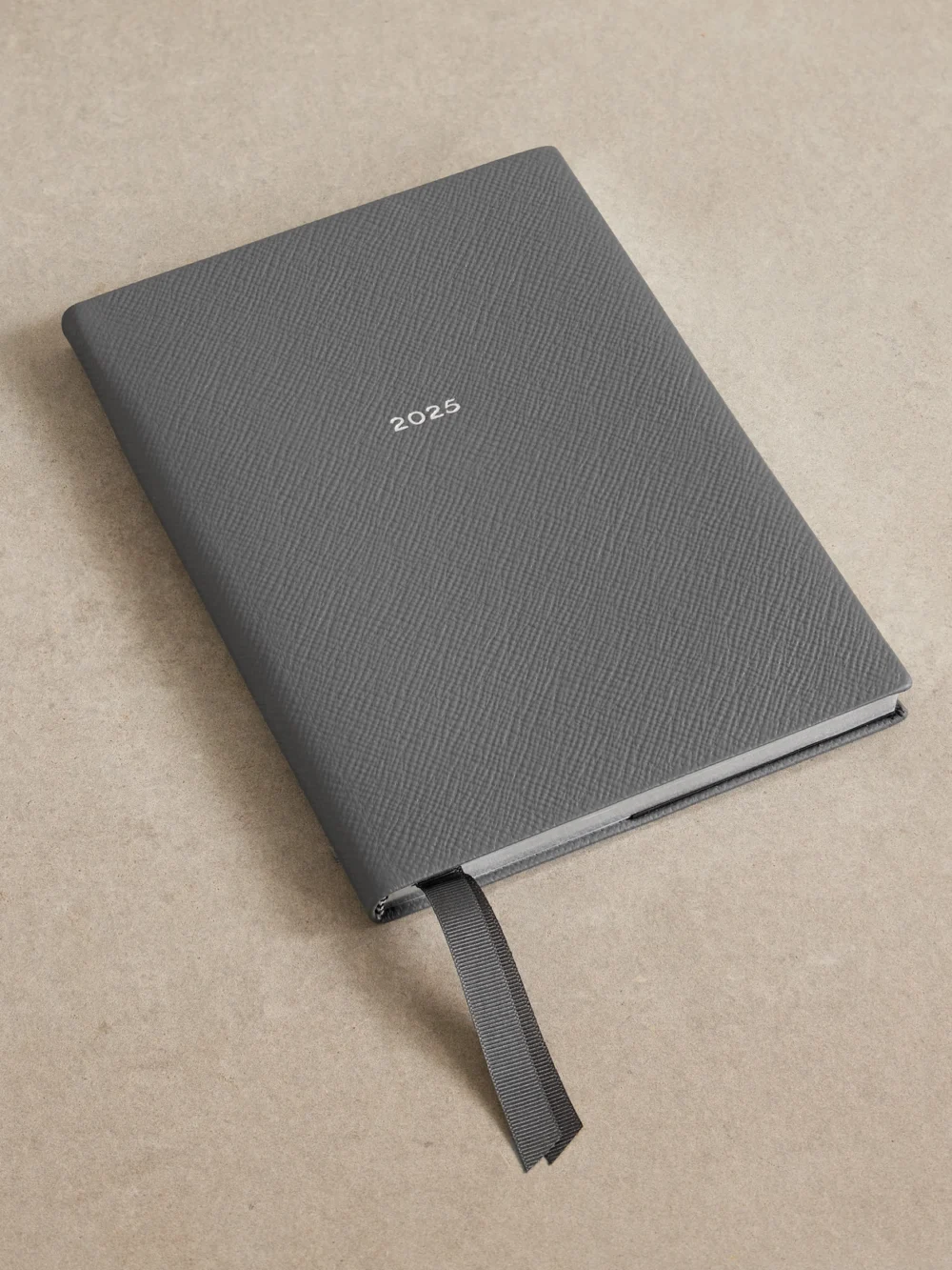Smythson Soho Panama 2025 Textured-leather Weekly Diary in gray