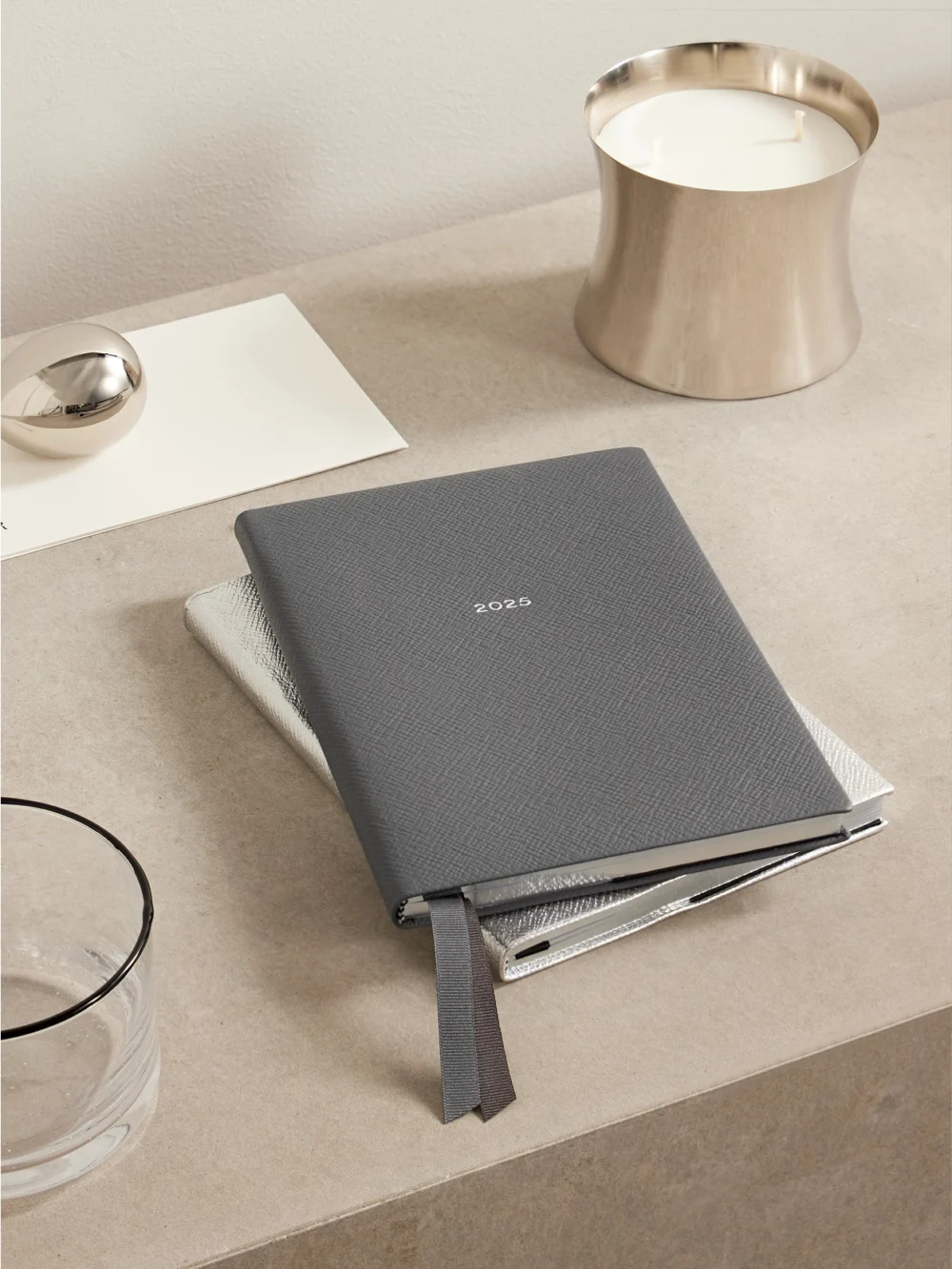 Smythson Soho Panama 2025 Textured-leather Weekly Diary, styled view