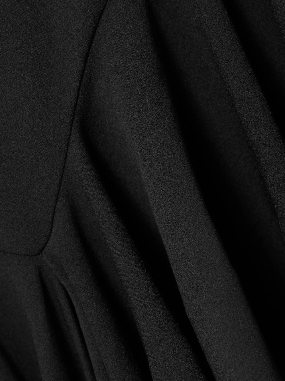 Close-up detail of the Solace London Hani Strapless Asymmetric Crepe-jersey Gown