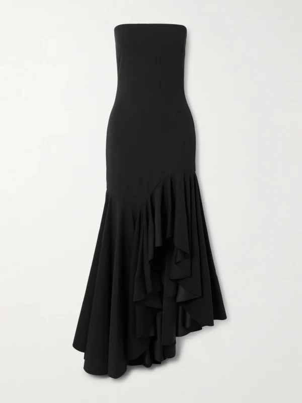 Solace London Hani Strapless Asymmetric Crepe-jersey Gown