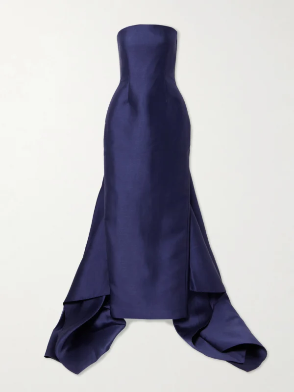 Solace London Imani Strapless Pleated Twill Gown