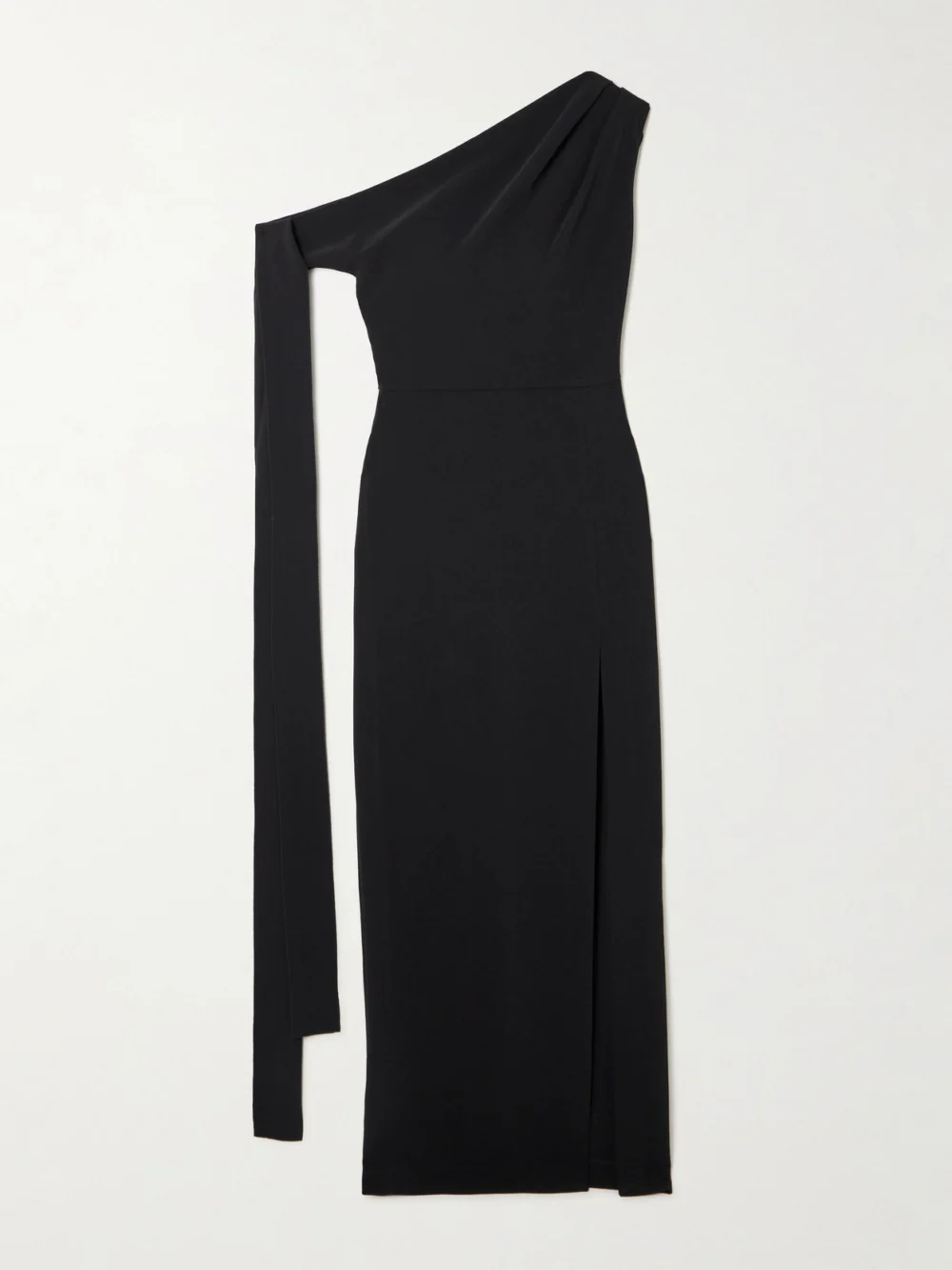 Solace London Irina Tie-detailed One-shoulder Crepe Gown in black