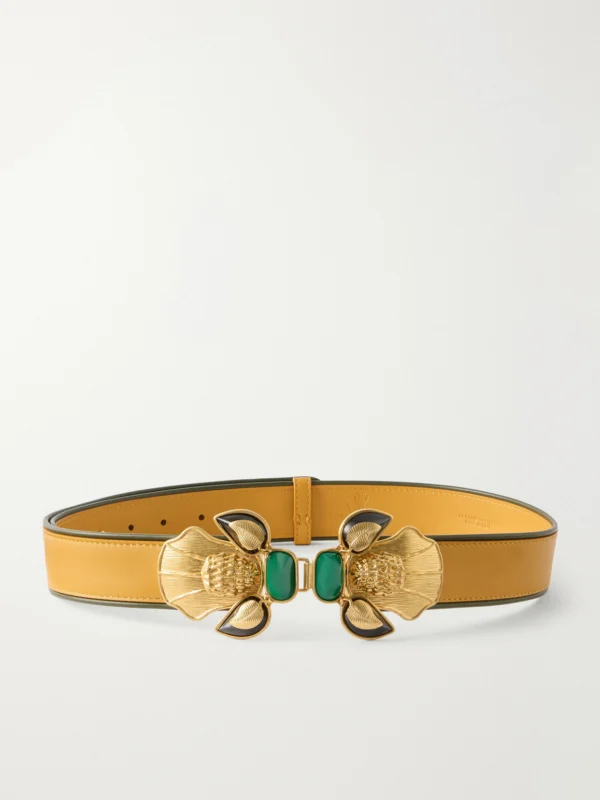Sonia Petroff Bee Gold-tone and Leather Belt
