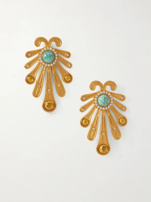 Sonia Petroff Kiss Fish Gold-plated Swarovski Crystal and Resin Earrings