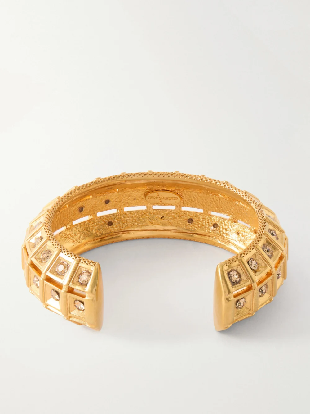 Back view of the Sonia Petroff Lobster Vibe Gold-plated Crystal Cuff