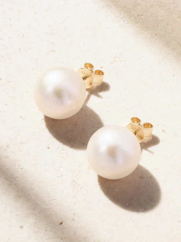 Sophie Bille Brahe Moon 14-karat Recycled Gold Pearl Earrings