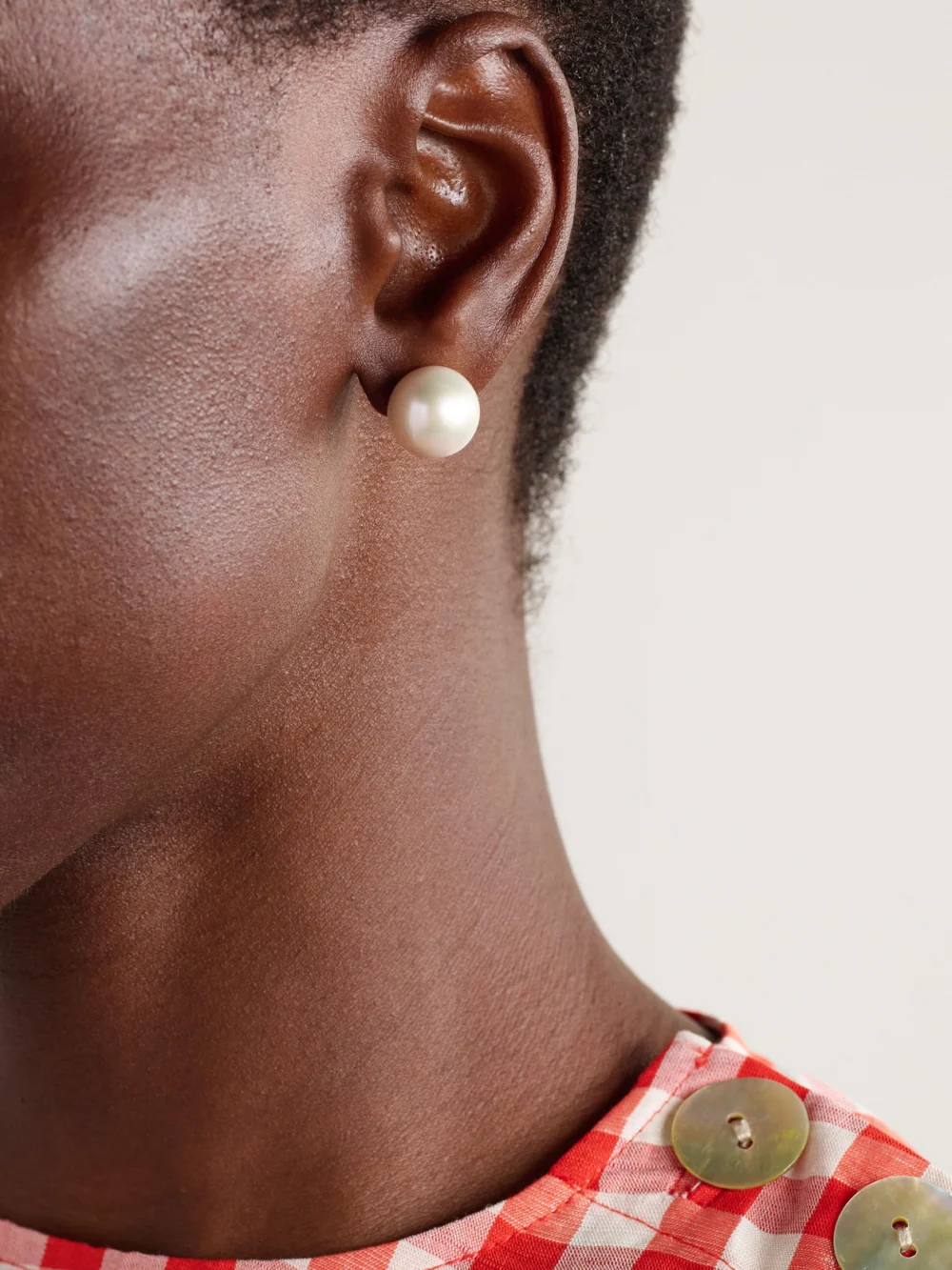 Sophie Bille Brahe Moon 14-karat Recycled Gold Pearl Earrings, styled view