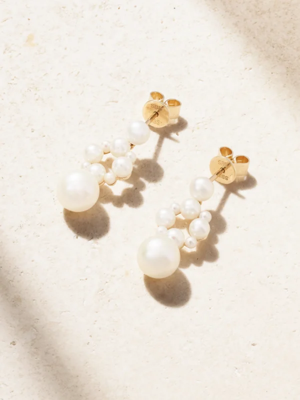 Sophie Bille Brahe Nebula 14-karat Recycled Gold Pearl Earrings