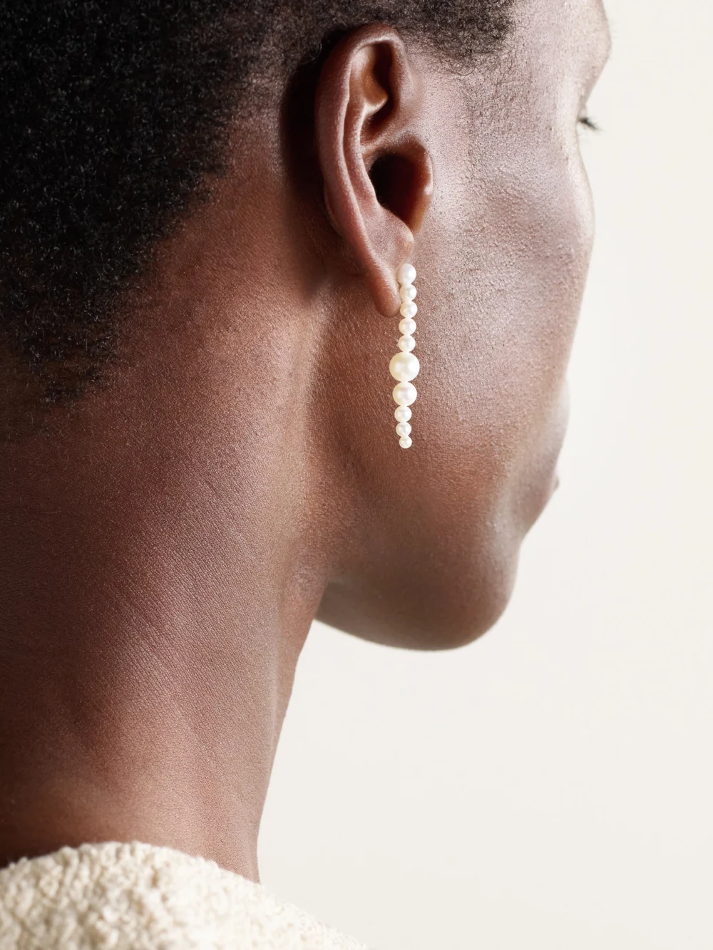 Sophie Bille Brahe Sienna Moon 14-karat Recycled Gold Pearl Earrings, styled view