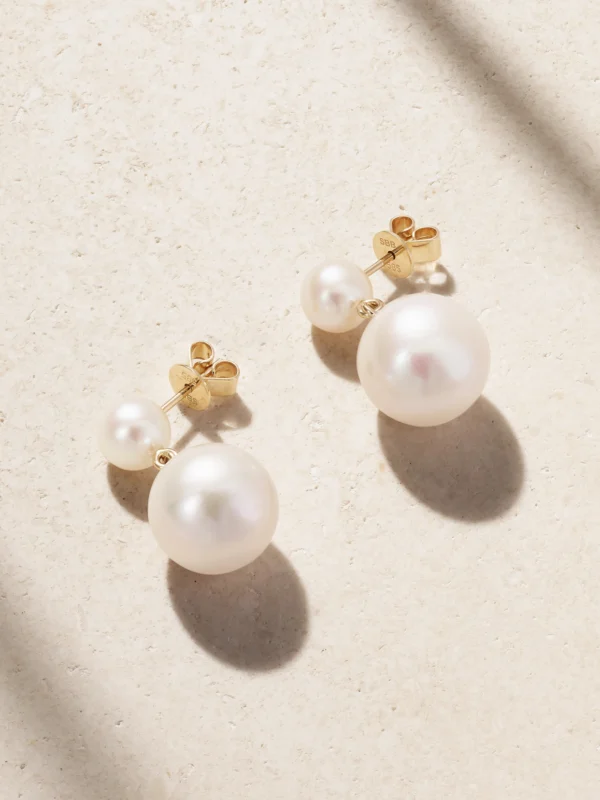 Sophie Bille Brahe Venus Moon 14-karat Recycled Gold Pearl Earrings