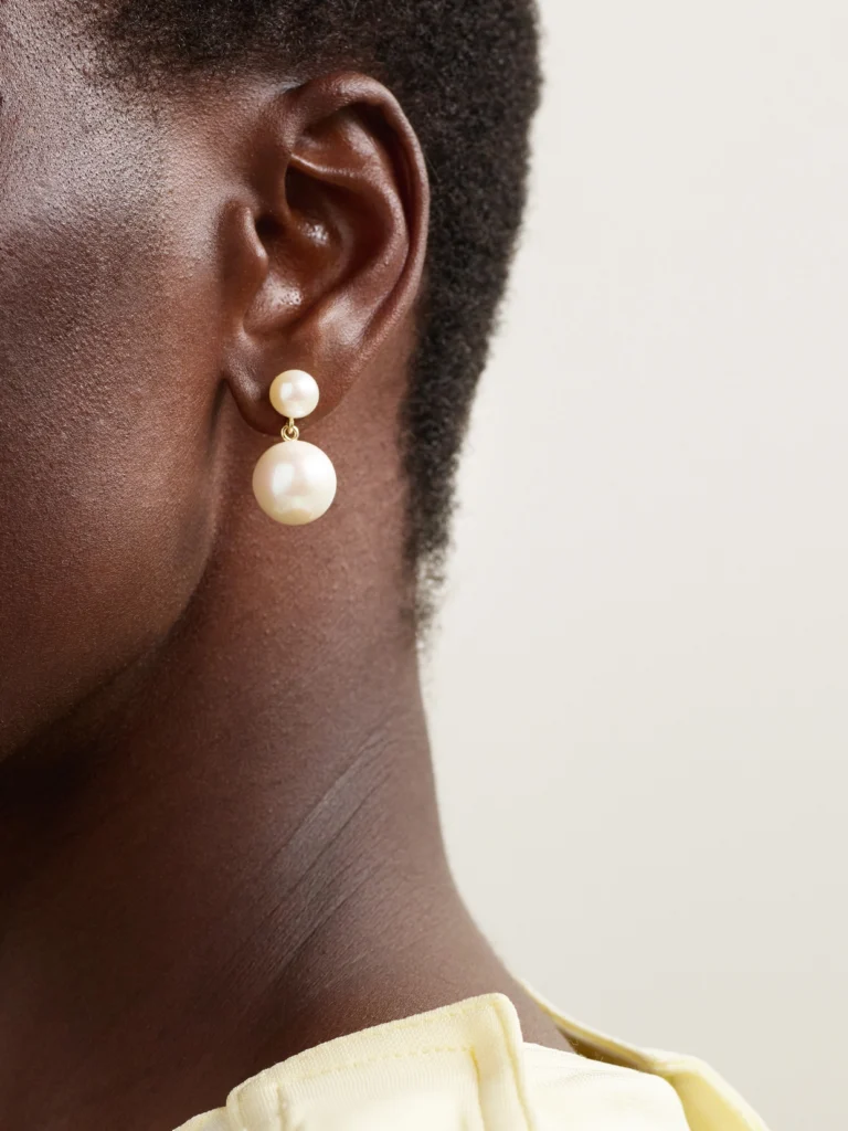 Sophie Bille Brahe Venus Moon 14-karat Recycled Gold Pearl Earrings