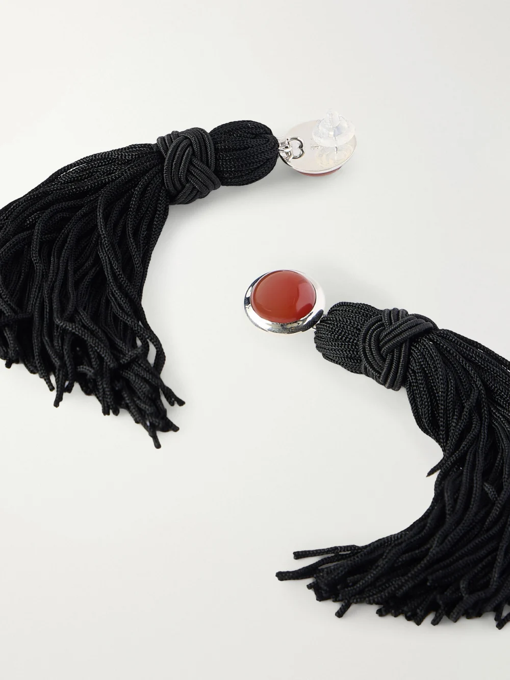 Back view of the Sophie Buhai Cleo Tasseled Silver and Cornelian Earrings