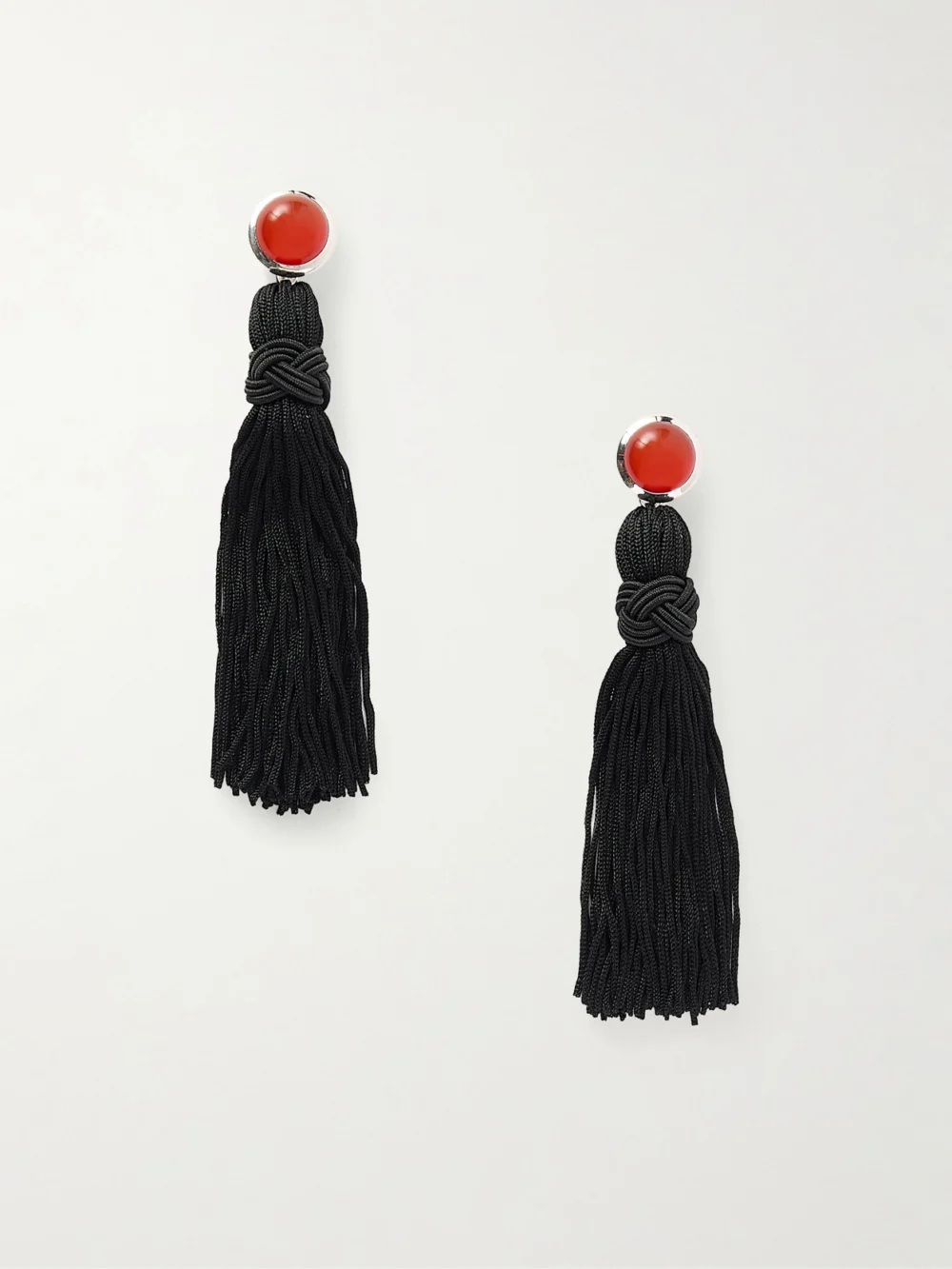 Sophie Buhai Cleo Tasseled Silver and Cornelian Earrings in red