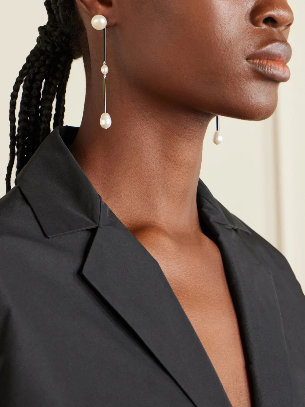 Sophie Buhai Medium Osiris Silver, Pearl and Glass Earrings, styled view