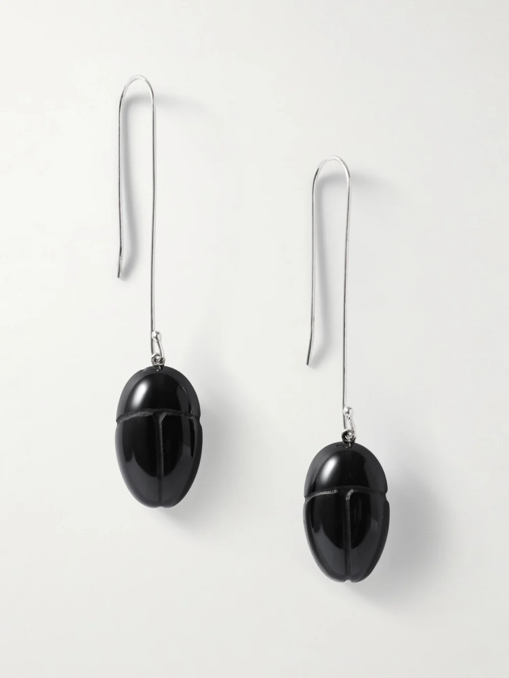 Sophie Buhai Scarab Silver Onyx Drop Earrings in black