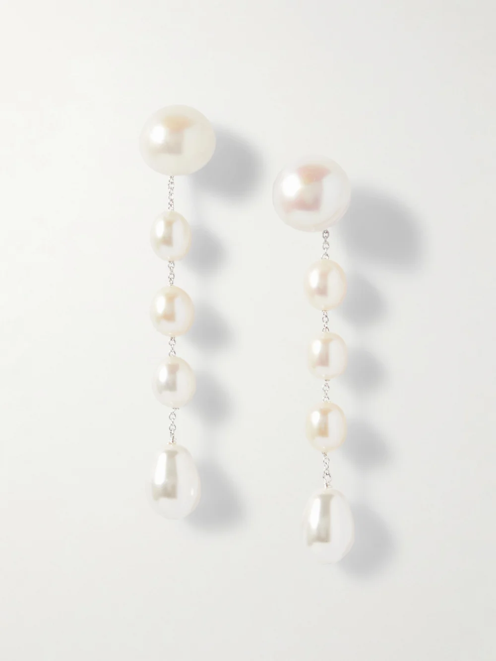 Sophie Buhai Small Passante Fresh Water Pearl Earrings in white