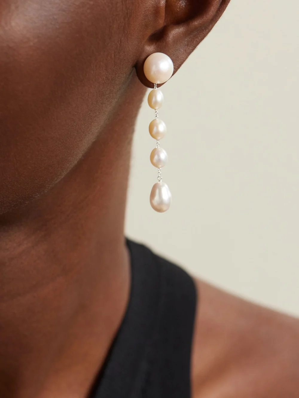 Sophie Buhai Small Passante Fresh Water Pearl Earrings, styled view