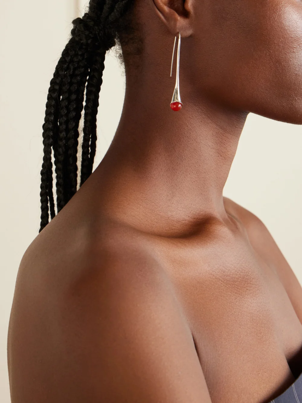 Sophie Buhai Vienna Silver and Carnelian Earrings, styled view