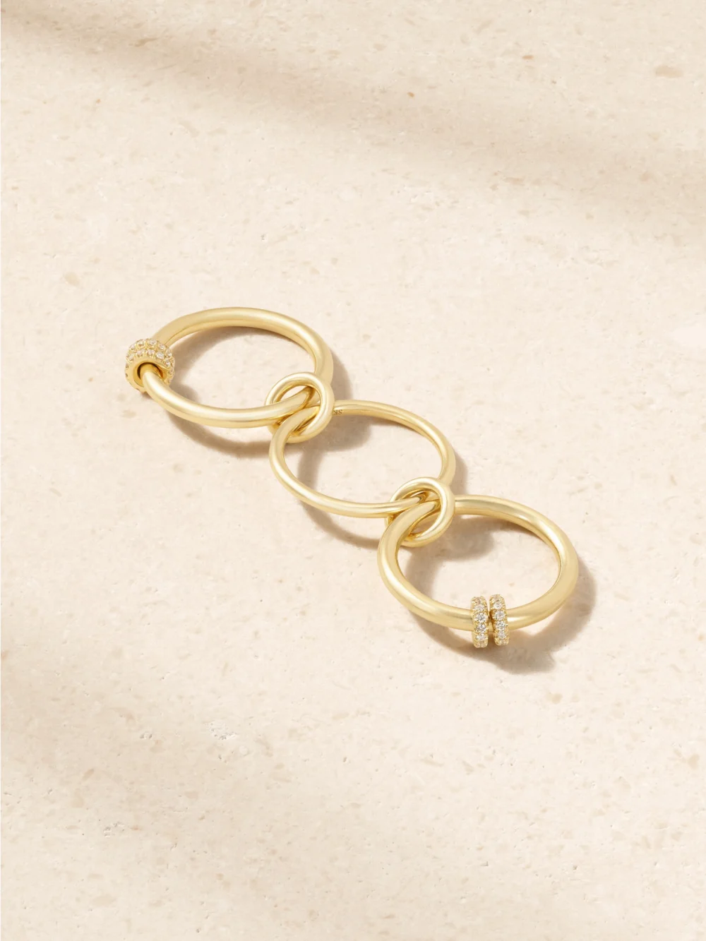 Back view of the Spinelli Kilcollin Jovie Set of Three 18-karat Gold Diamond Rings