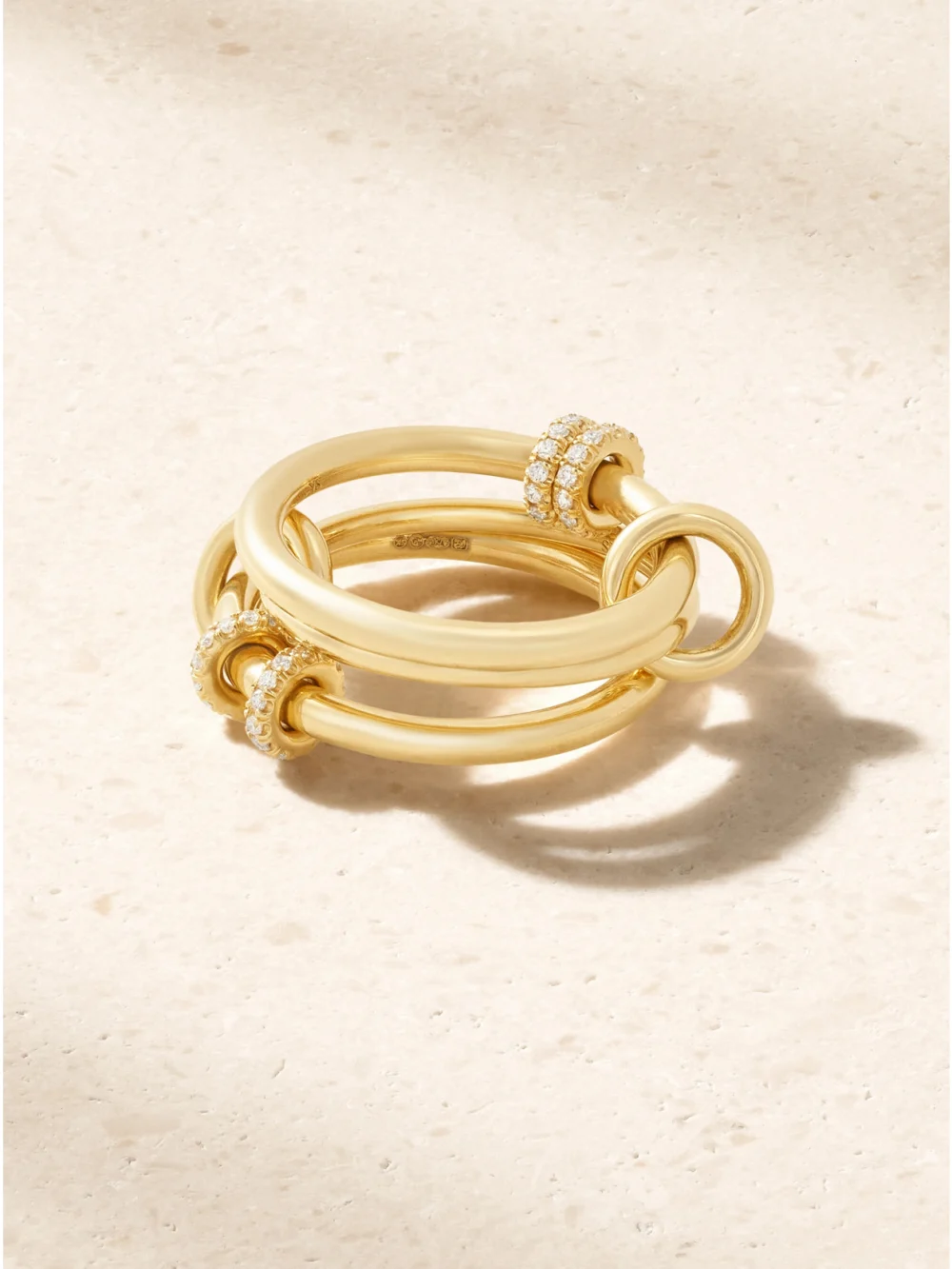 Spinelli Kilcollin Jovie Set of Three 18-karat Gold Diamond Rings in 7