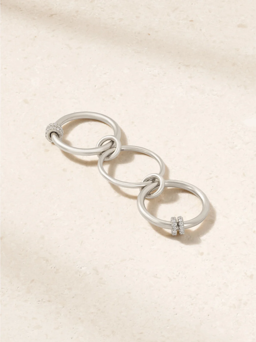 Back view of the Spinelli Kilcollin Jovie Set of Three Sterling Silver Diamond Rings