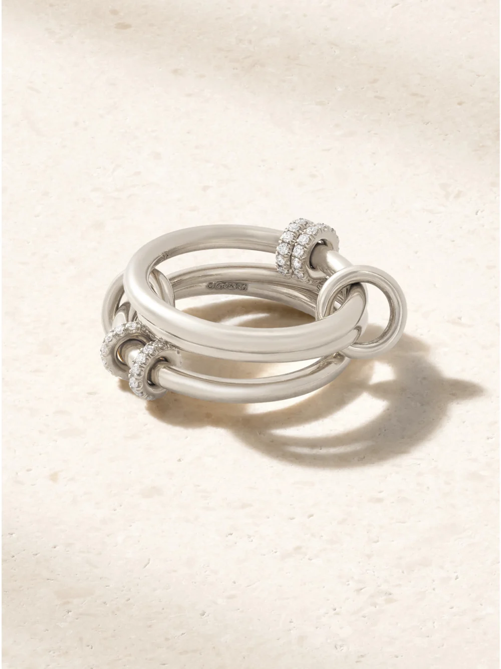 Spinelli Kilcollin Jovie Set of Three Sterling Silver Diamond Rings in 7