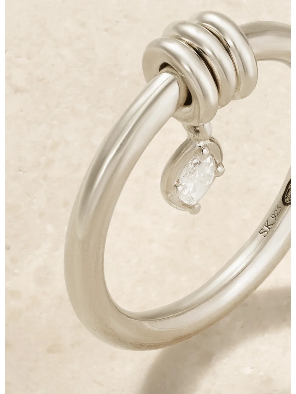 Close-up detail of the Spinelli Kilcollin Pia Sterling Silver Diamond Ring