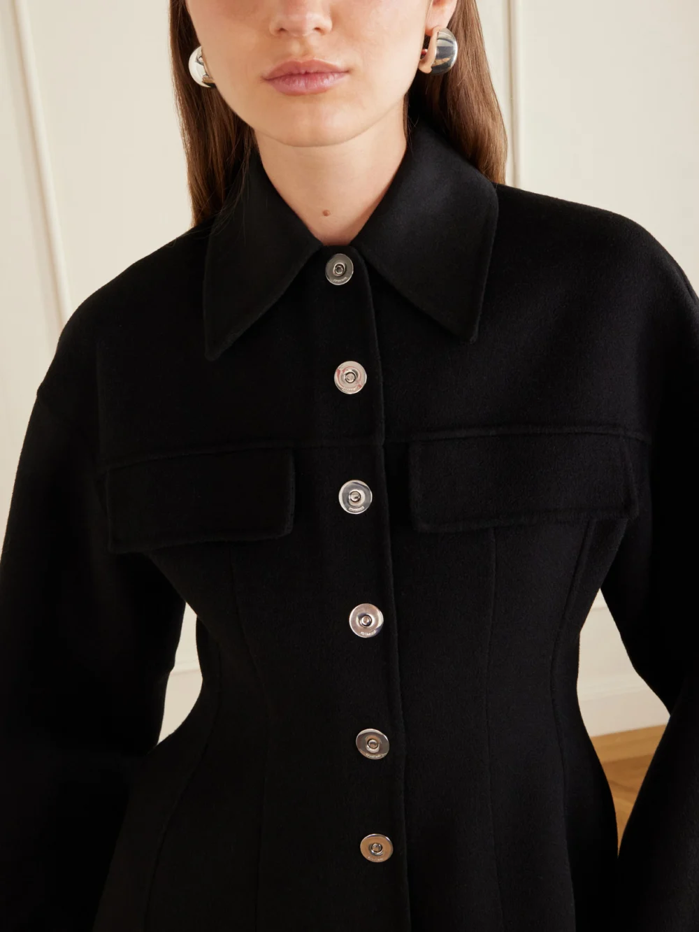 Close-up detail of the Sportmax Arena Wool Coat