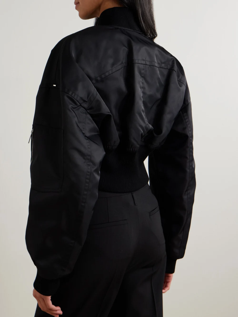 Back view of the Sportmax Cropped Shell Bomber Jacket