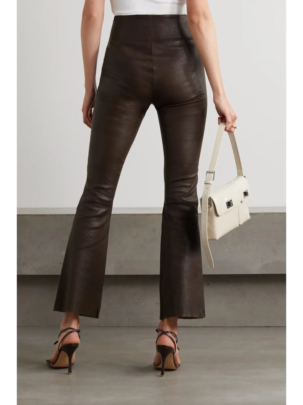 Back view of the Sprwmn Leather Flared Pants