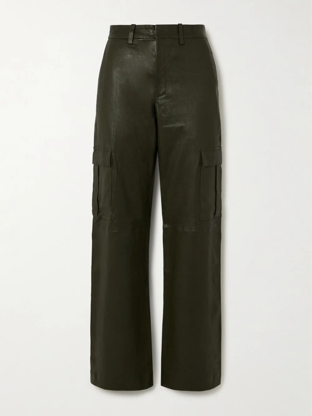 Sprwmn Leather Wide-leg Cargo Pants in green