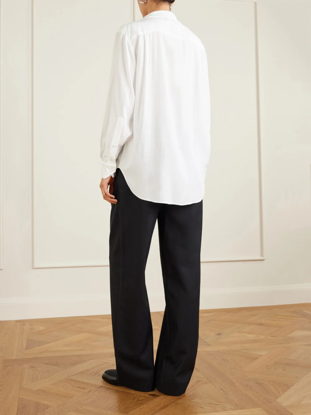 Back view of the S.S. Daley Elspeth Pussy-bow Silk Shirt
