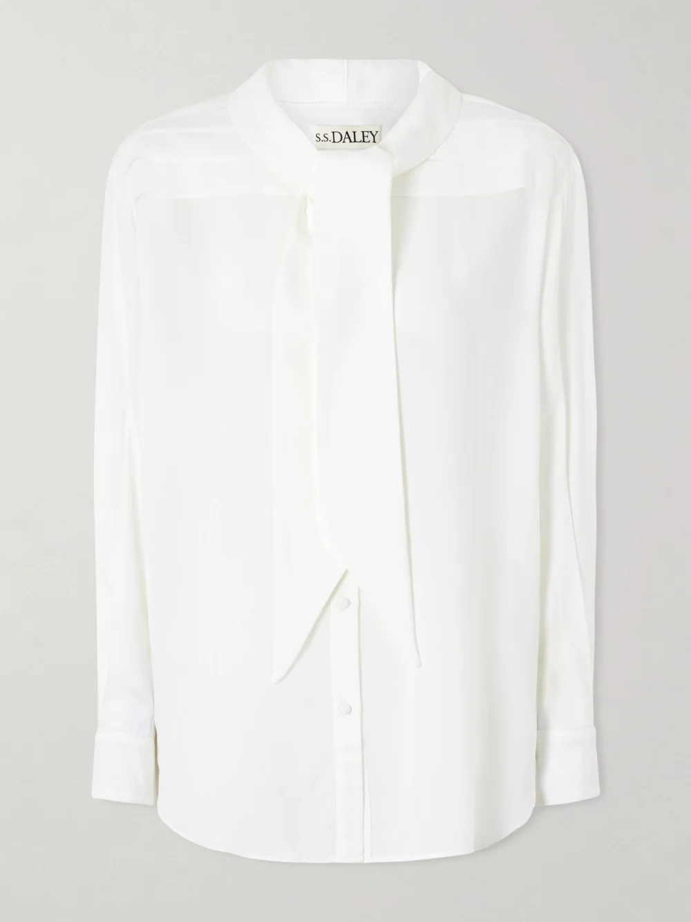 S.S. Daley Elspeth Pussy-bow Silk Shirt in ecru