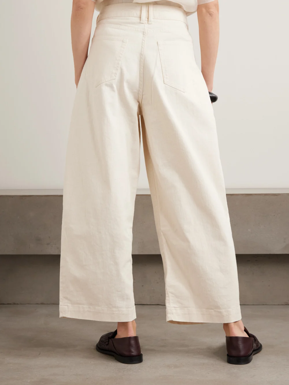 Back view of the S.S. Daley Ivy Pleated Cropped Mid-rise Barrel-leg Jeans