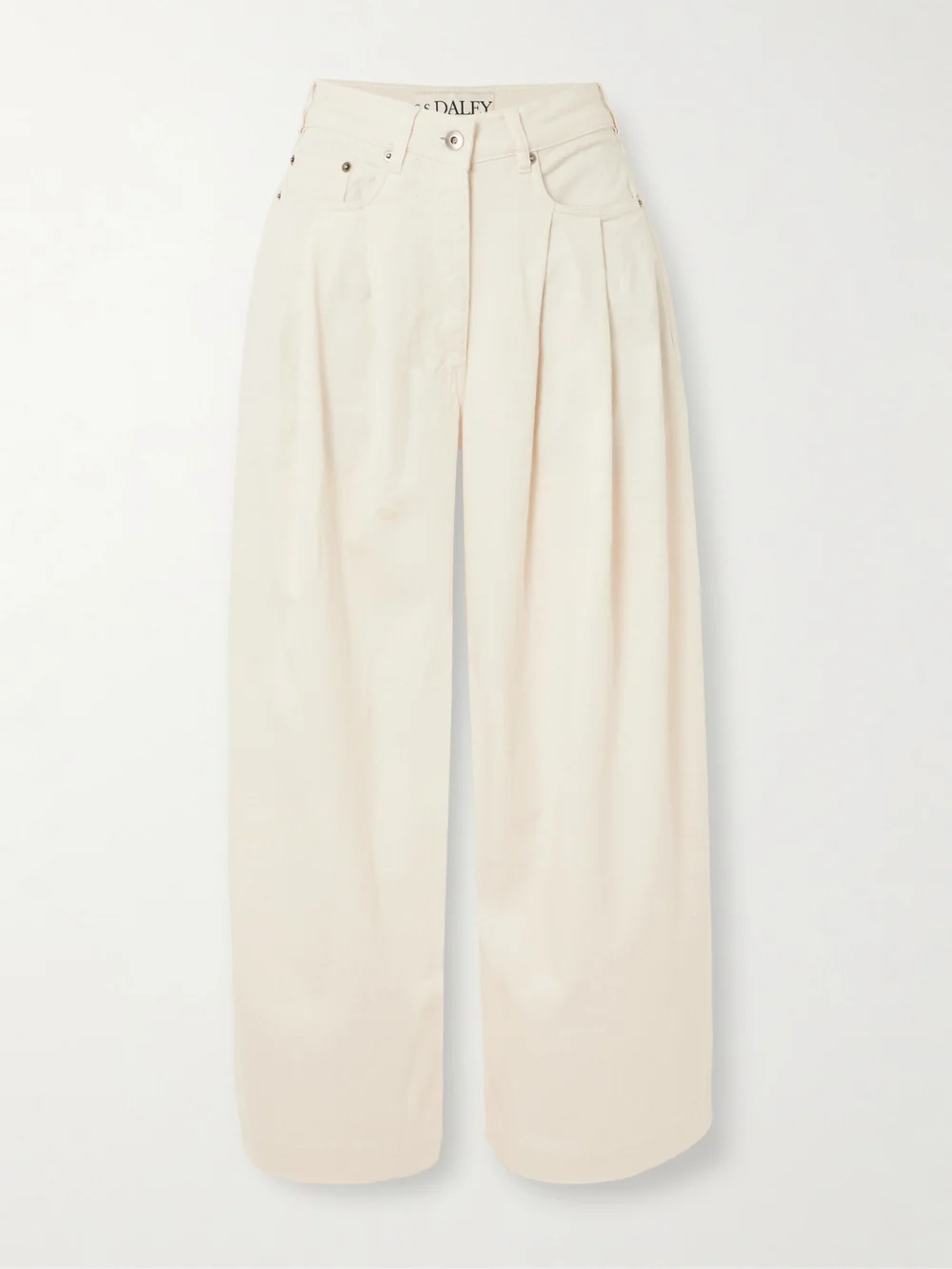 S.S. Daley Ivy Pleated Cropped Mid-rise Barrel-leg Jeans in ecru