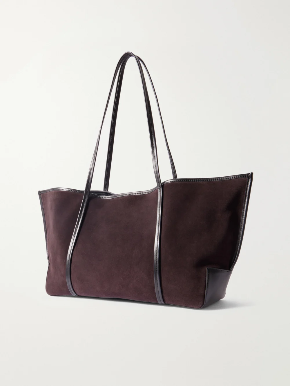 Back view of the St. Agni Bateau Leather-trimmed Suede Tote