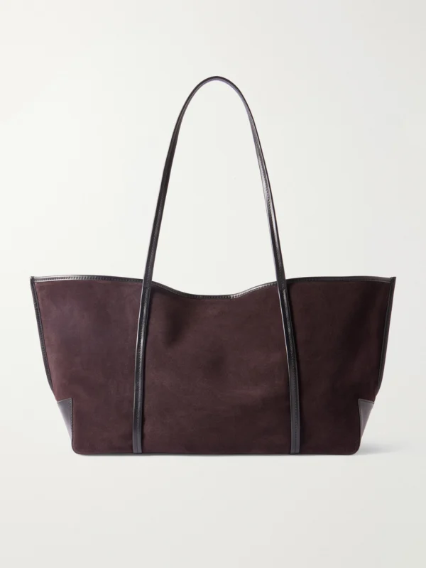 St. Agni Bateau Leather-trimmed Suede Tote
