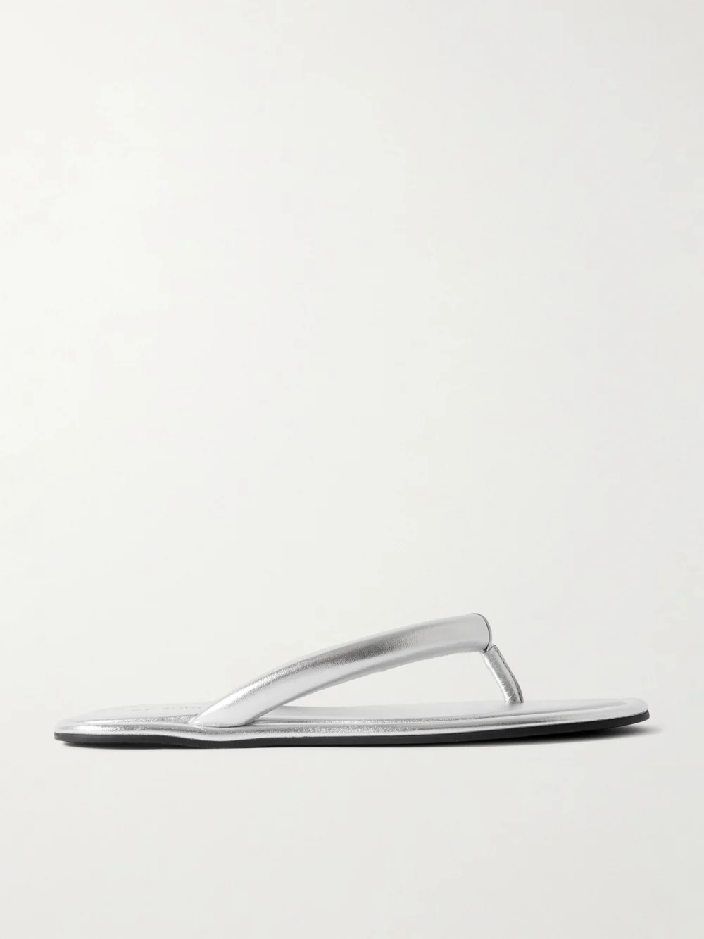 St. Agni Sumi Padded Metallic Leather Flip Flops in silver