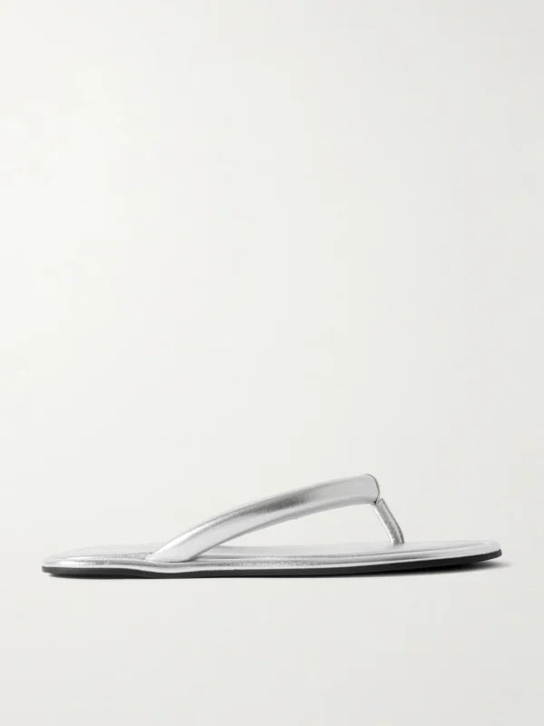 St. Agni Sumi Padded Metallic Leather Flip Flops