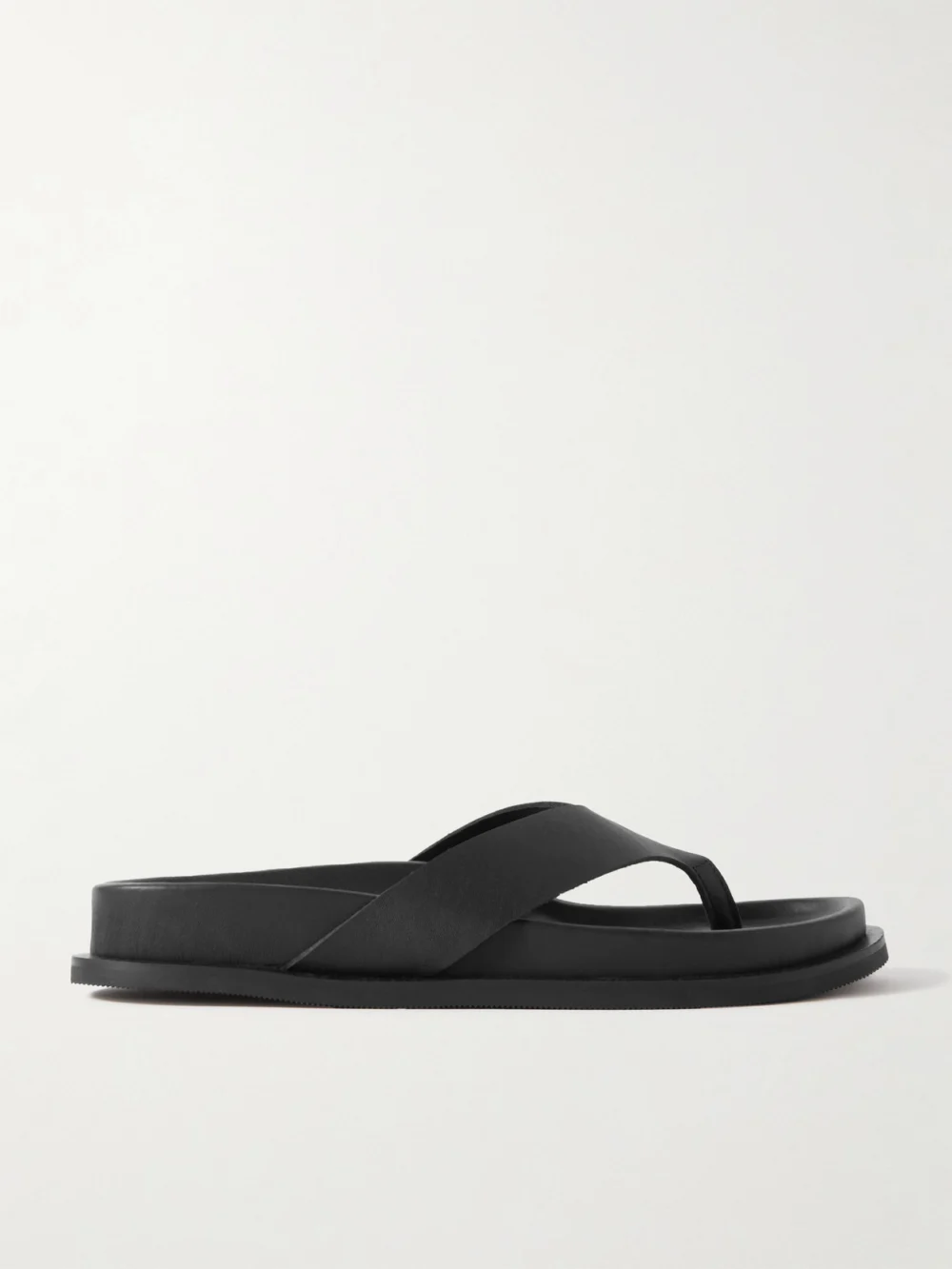 St. Agni Thong Leather Flip Flops in black