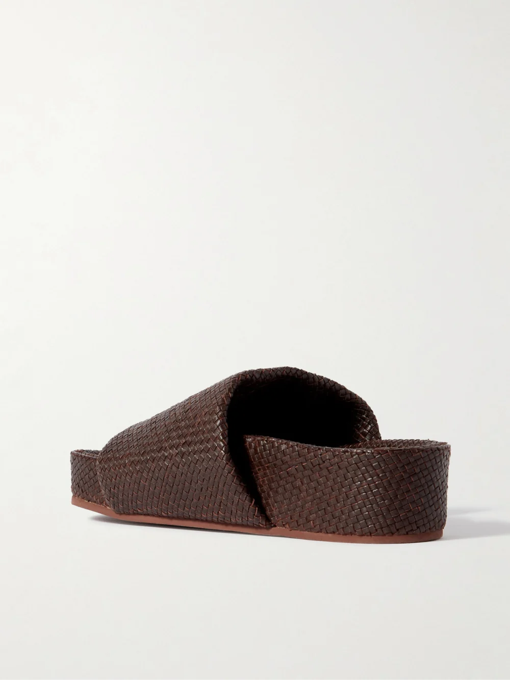 Back view of the St. Agni Woven Leather Platform Slides