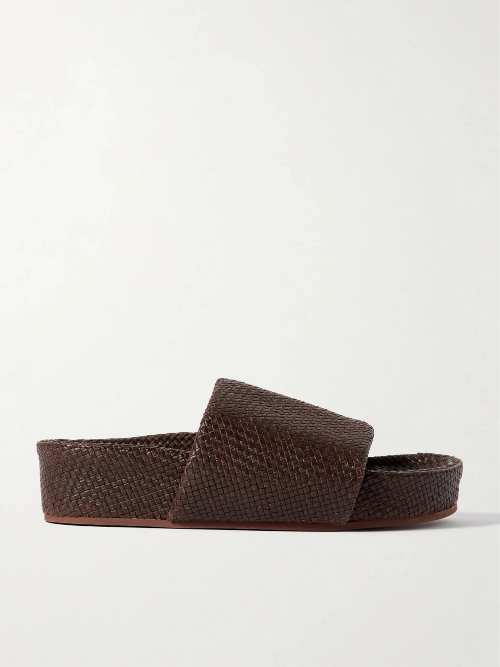 St. Agni Woven Leather Platform Slides in brown