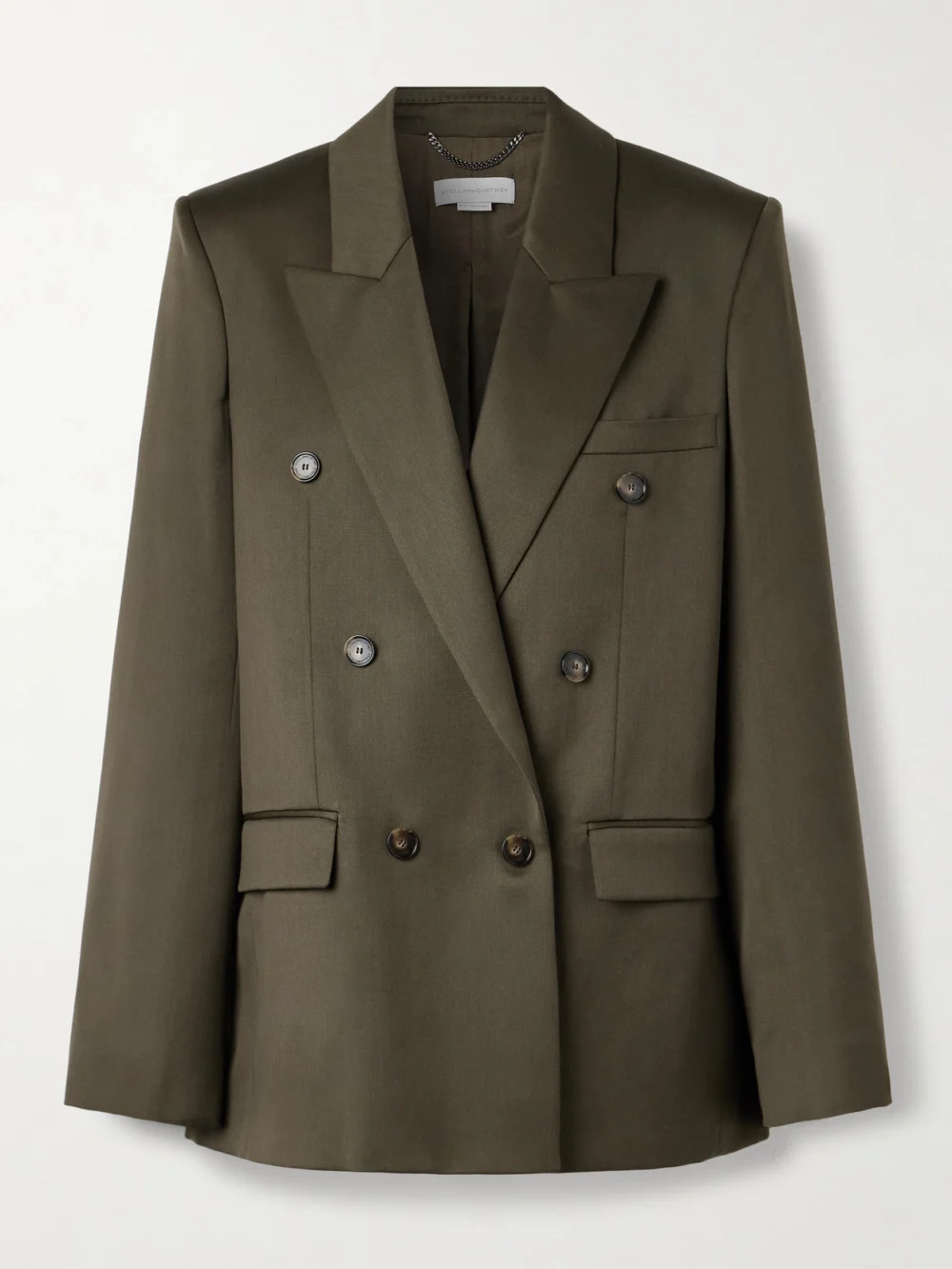 Stella McCartney Double-breasted Wool-crepe Blazer in army green